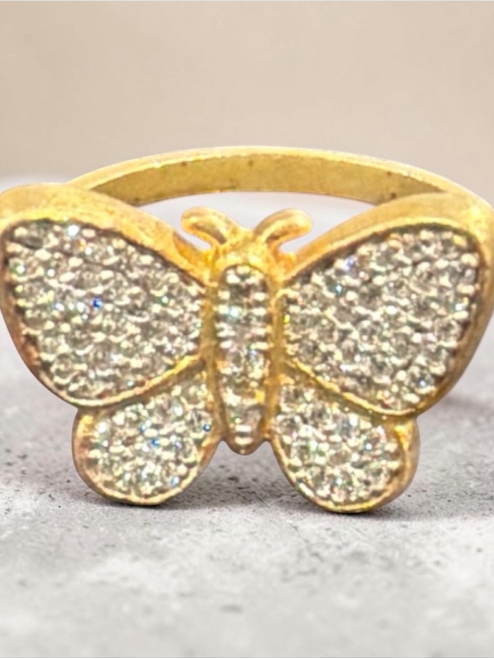 Freida Rothman FR 925 Stamped Gold Plated Cocktail Butterfly Ring with Pavé - - Picture 5 of 8